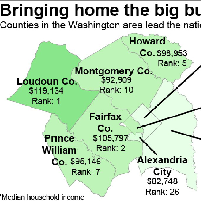 Heat map of DC median incomes